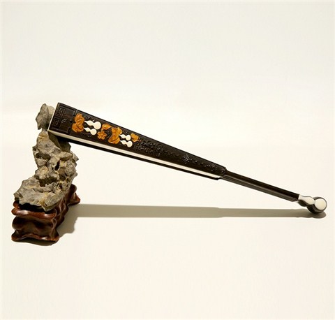 紫光檀嵌葫蘆折扇