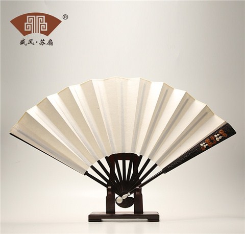 紫光檀嵌葫蘆折扇