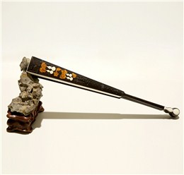 紫光檀嵌葫蘆折扇