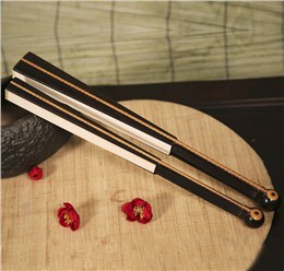 紫光檀嵌繩結折扇