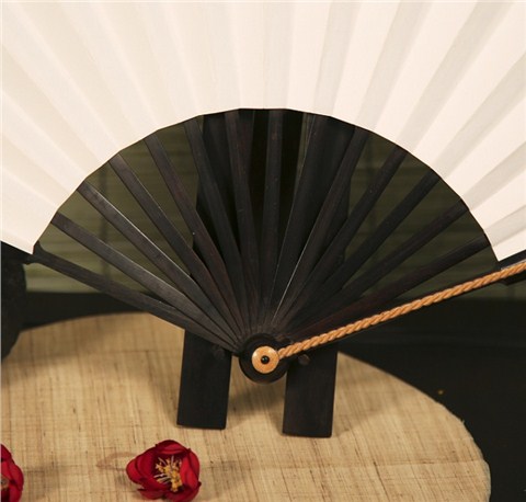 紫光檀嵌繩結折扇