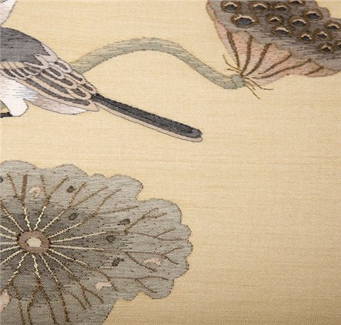 純手工緙絲團扇疏荷沙鳥圖