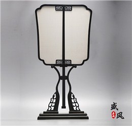 高檔紫光檀雕刻工藝宮扇