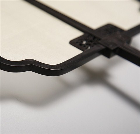 高檔紫光檀雕刻工藝宮扇