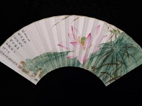 手工繪畫扇子荷花圖講解