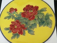 國畫牡丹扇子繪制過程