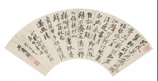 清 石濤 行書自書詩扇面 故宮博物院藏