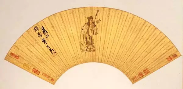 陳洪綬《行草書詩》扇面 金箋 約順治七年（約1650）