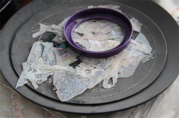 打磨后的原料繪形，刀刻