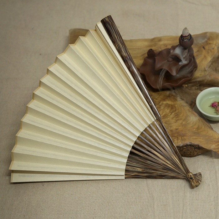 多頭型棕竹折扇