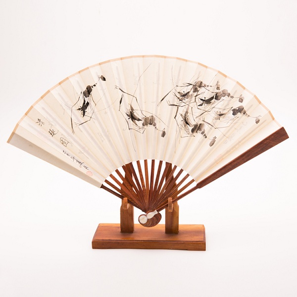 7寸紅木手繪折扇