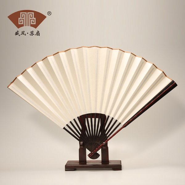 紫光檀嵌紅檀工藝折扇