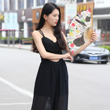 水墨風格玉竹噴繪折扇