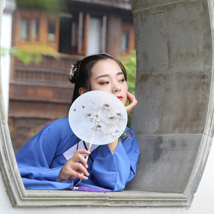 銅框竹子柄冰絲團扇